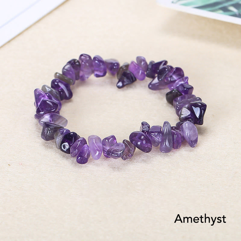 Natural Irregular Shape Crystal Stone Warmth Soothing Bracelet - Amethyst - image 11