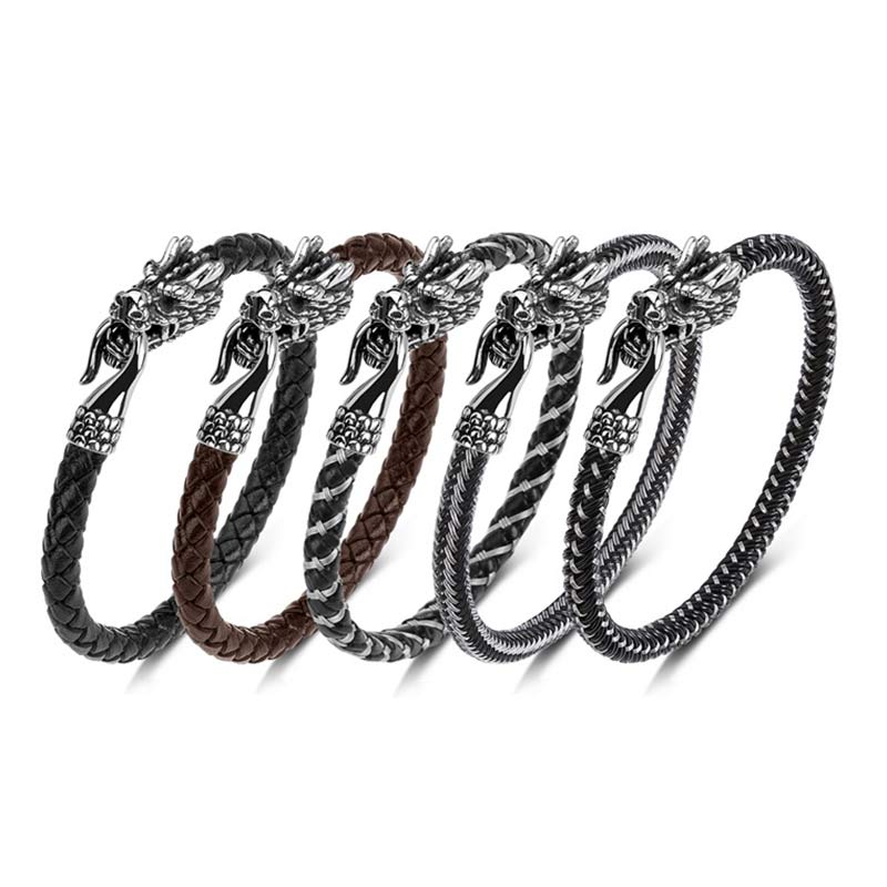 Buddha Stones Dragon Titanium Steel Protection Luck Bracelet - image 19