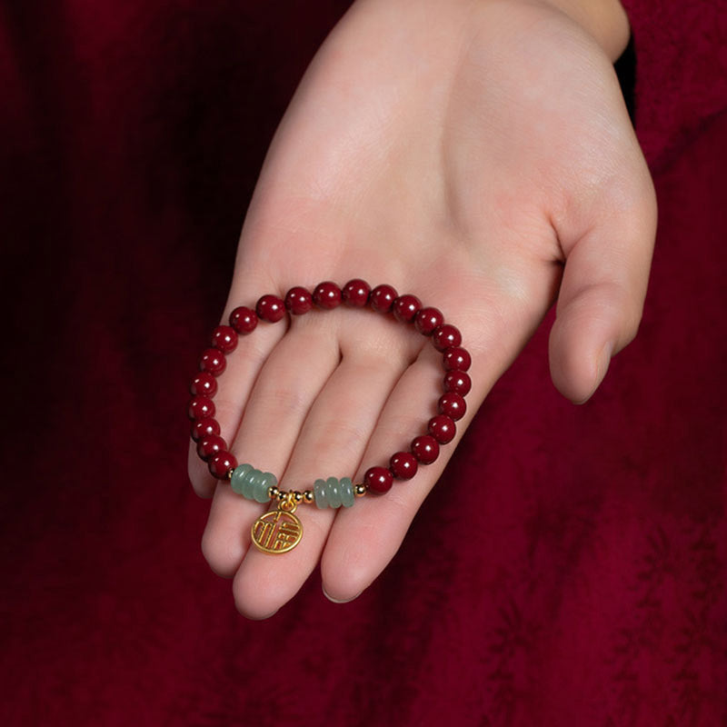Buddha Stones Cinnabar Green Aventurine Luck Blessing Bracelet - image 5