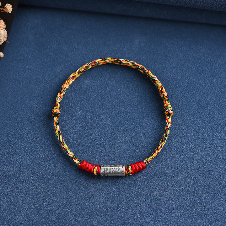 Buddha Stones Handcrafted 925 Sterling Silver Everything Goes Well Design Protection Strength Bracelet Anklet - Anklet(Circumference 18-30cm) - Colorful Rope - image 19