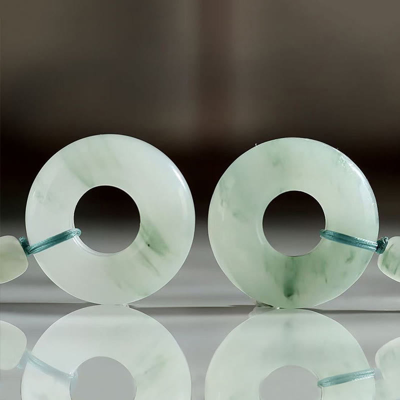 Buddha Stones Natural Jade Peace Buckle Prosperity Necklace Pendant - image 1