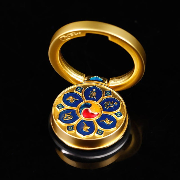 Tibetan Om Mani Padme Hum Peace Phone Ring Bracket Universal Phone Holder Decorations - Blue Six-Character Mantra - image 27
