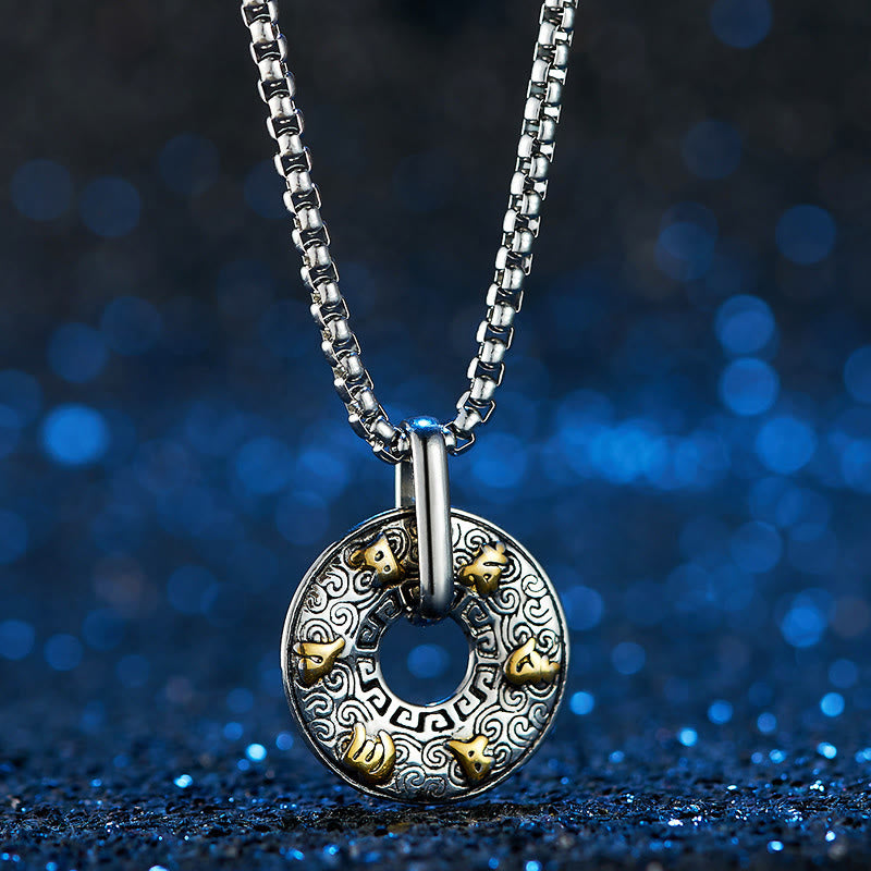 Buddha Stones Tibetan Om Mani Padme Hum Peace Buckle Creativity Necklace Pendant - image 3