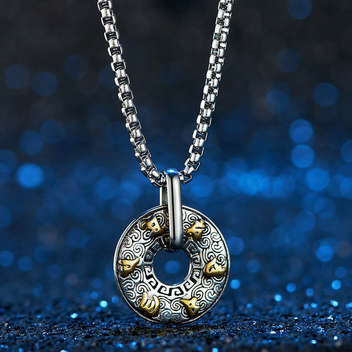 Buddha Stones Tibetan Om Mani Padme Hum Peace Buckle Creativity Necklace Pendant - image 3