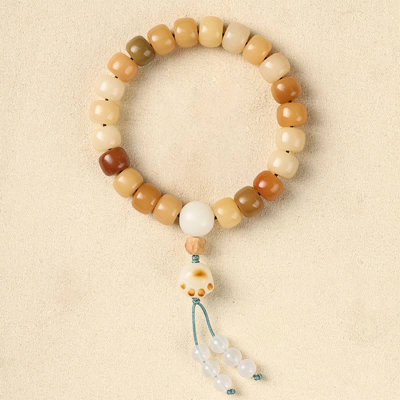 Buddha Stones Natural Bodhi Seed The Lord of the Corpse Forest Om Mani Padme Hum Wisdom Bracelet - Bodhi Seed&Cat Claw Tassel - image 17