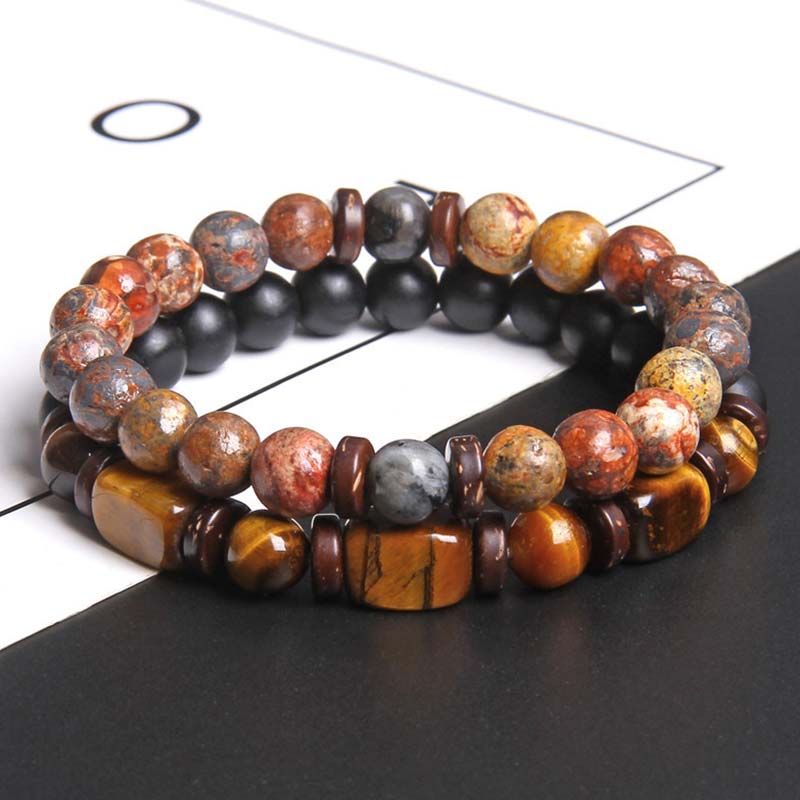 Buddha Stones 2PCS Healing Crystal Emperor Stone Tiger Eye Bead Bracelet - image 17