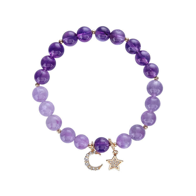 Buddha Stones Amethyst Crystal Moon Star Healing Bracelet - image 6
