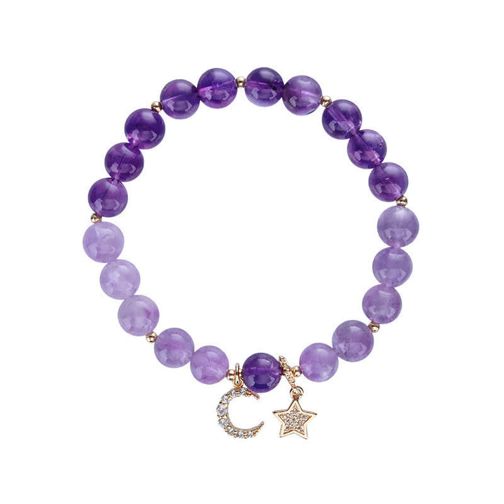 Buddha Stones Amethyst Crystal Moon Star Healing Bracelet - image 6