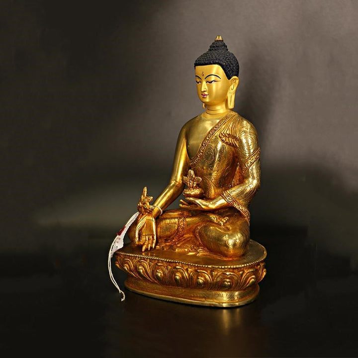 Buddha Stones Buddha Shakyamuni Medicine Buddha Compassion Copper Gold Plated Statue Decoration - image 5