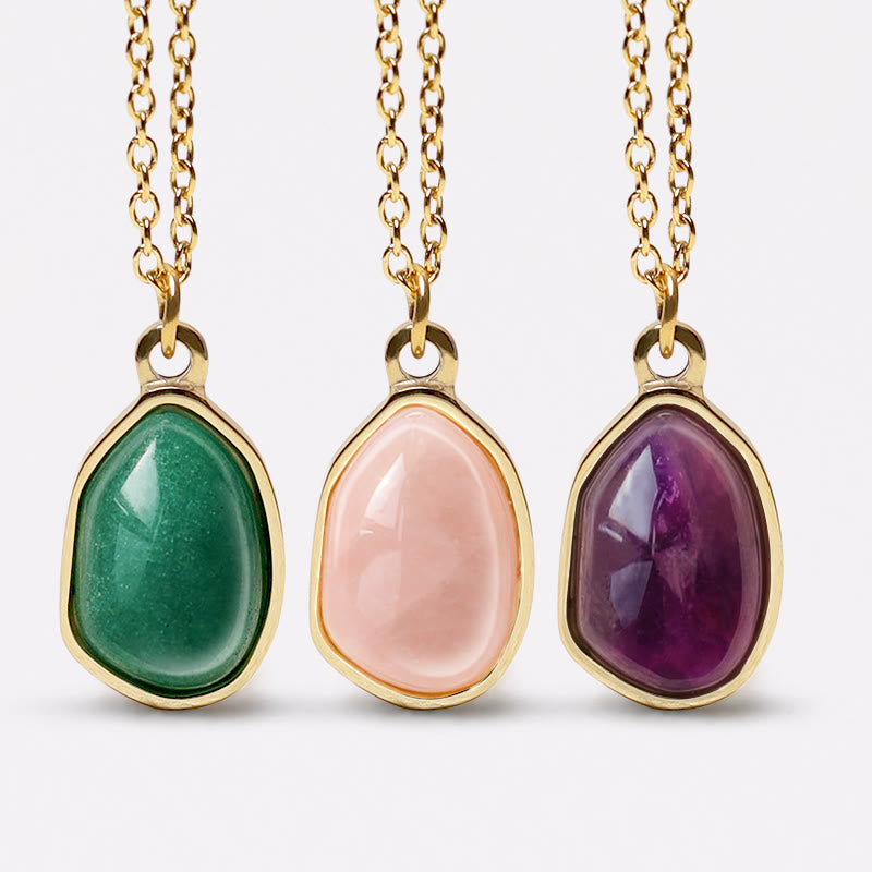 Buddha Stones Natural Green Aventurine Amethyst Rose Quartz Blessing Necklace Pendant - image 0