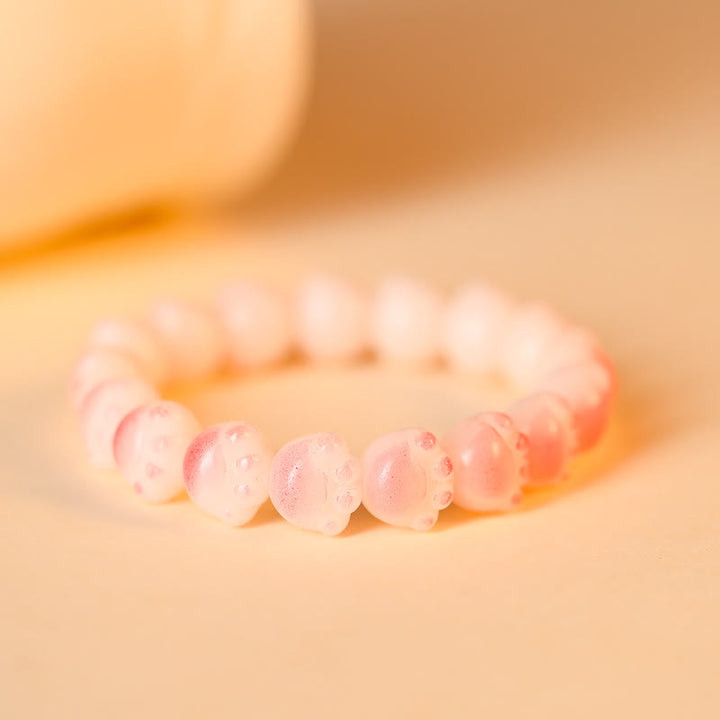 Buddha Stones Natural Bodhi Seed Lovely Paw Lucky Cat Paw Peace Bracelet - Light Pink - image 12