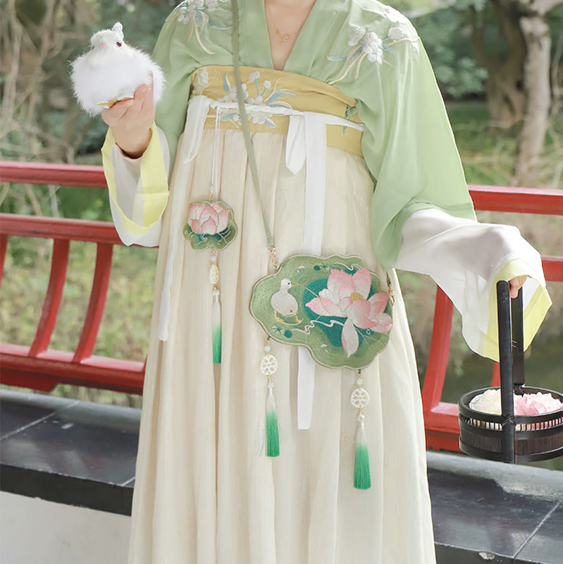 Buddha Stones Luck Embroidery Lotus Koi Fish Rabbit Flower Hanfu Bag Crossbody Bag Shoulder Bag - image 12