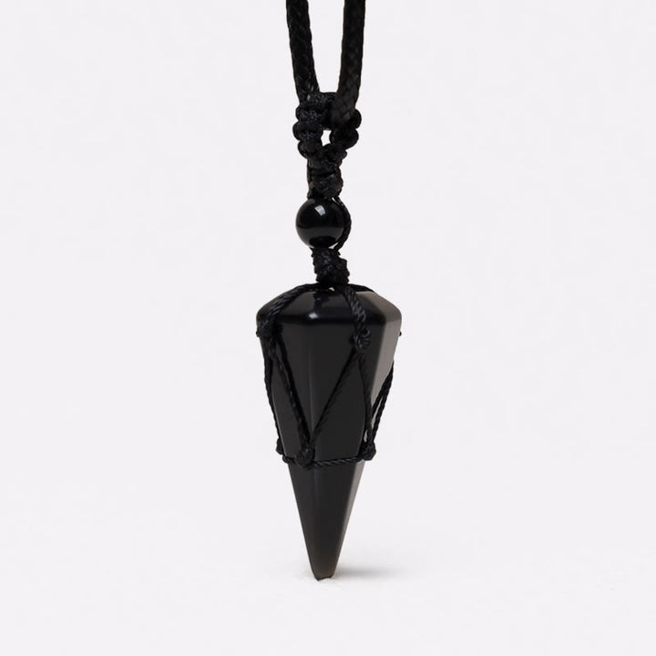 Buddha Stones Natural Stone Pointed Pendant Necklace - Black Onyx - image 6
