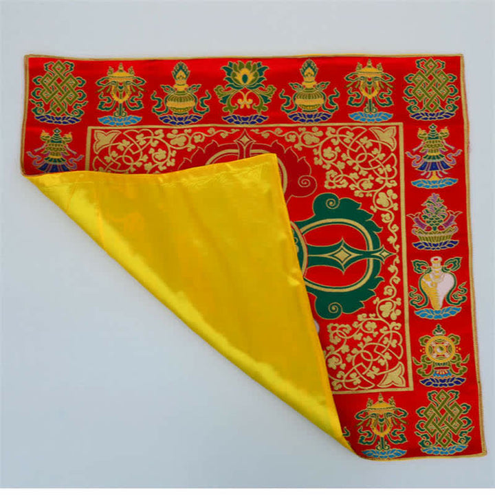 Flower Endless Knot Prayer Altar Mat Healing Meditation 8 Auspicious Symbols Mat Table Runner - image 19