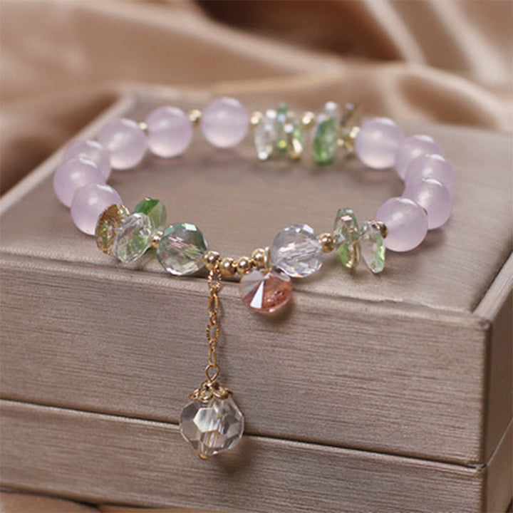 Buddha Stones Cat's Eye Pink Crystal Peace Charm Bracelet - Purple Chalcedony - image 9