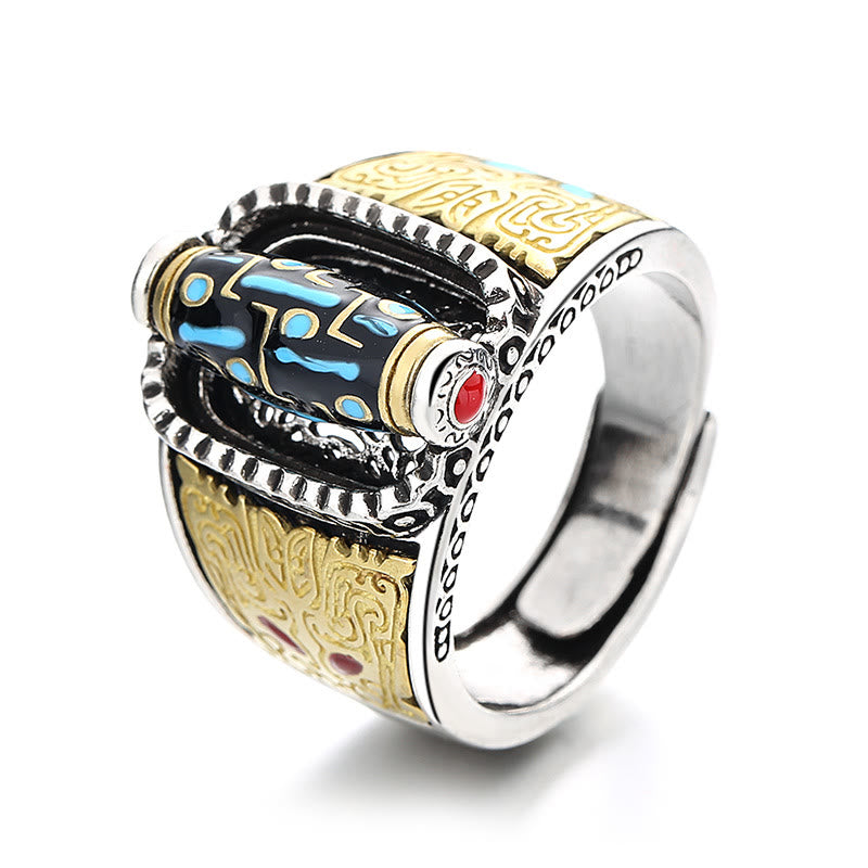 Buddha Stones Tibetan Nine-Eye Dzi Bead Wealth Blessings Rotatable Ring - image 4