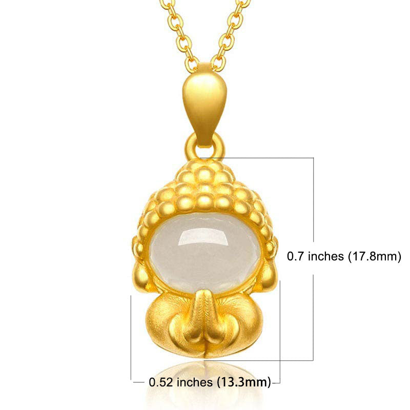 Buddha Stones White Jade Buddha Success Pendant Necklace - image 1