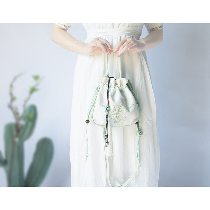 Buddha Stones Handmade Embroidered Flowers Canvas Tote Shoulder Bag Handbag - image 16