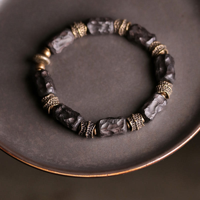 Buddha Stones Tibetan Ebony Wood Copper Calm Peace Bracelet - image 7