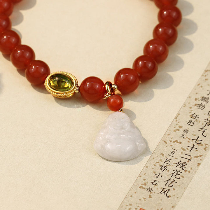 Buddha Stones Natural Red Agate Buddha Success Bracelet - image 2