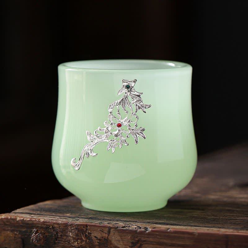 Buddha Stones Lotus Dragon Phoenix Flower Ceramic Teacup Tea Cups - Chrysanthemum - image 13