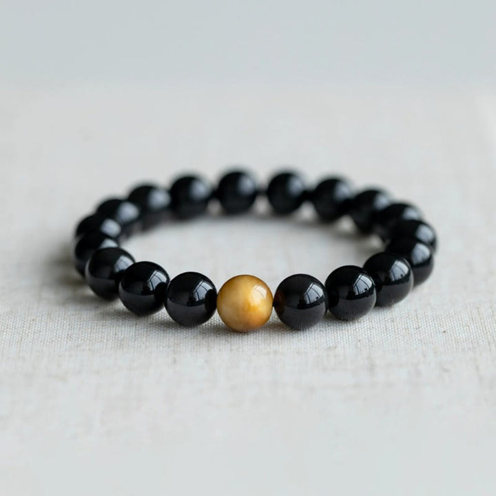 Buddha Stones Natural Rainbow Obsidian Tiger Eye Positive Love Bracelet - 10mm(Wrist Circumference 14-17cm) - image 7