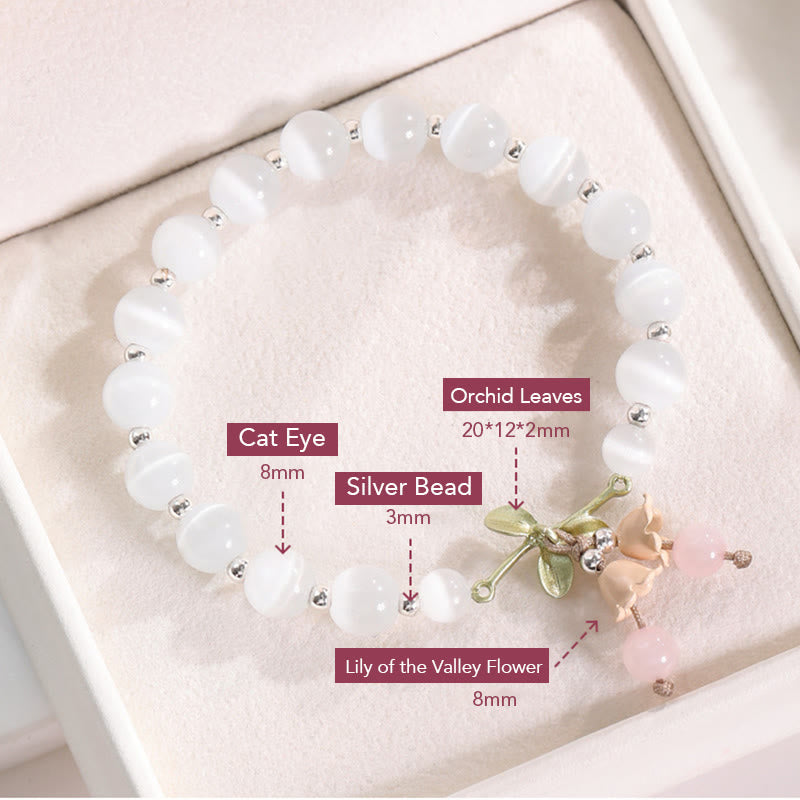 Buddha Stones Cat's Eye Green Aventurine Blue Chalcedony Pink Crystal Peace Orchid Charm Bracelet - image 5