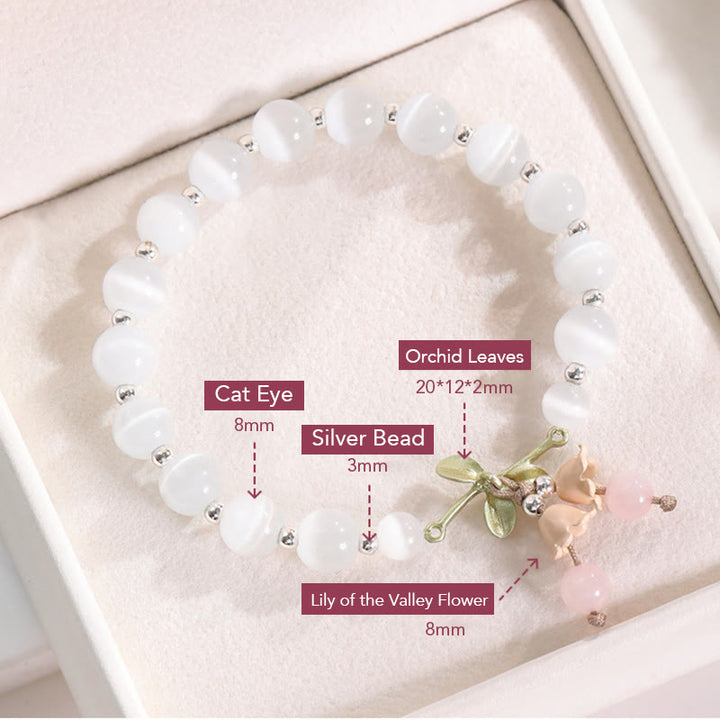 Buddha Stones Cat's Eye Green Aventurine Blue Chalcedony Pink Crystal Peace Orchid Charm Bracelet - image 5