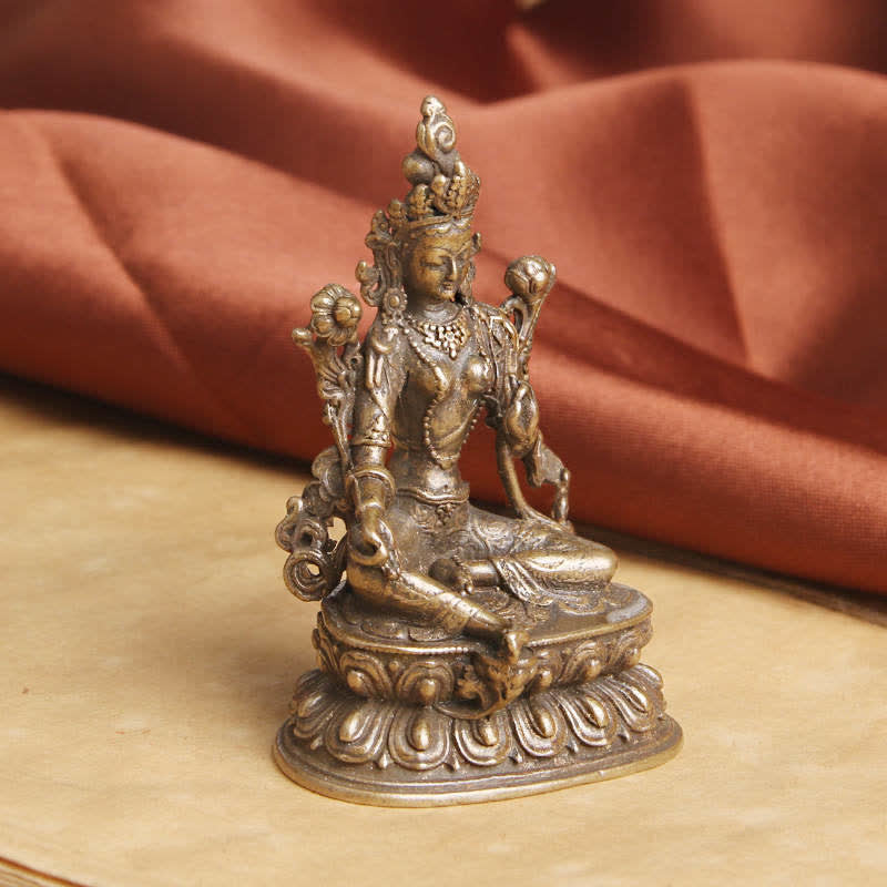 Buddha Stones Bodhisattva Green Tara Calm Hope Copper Statue Decoration - image 1