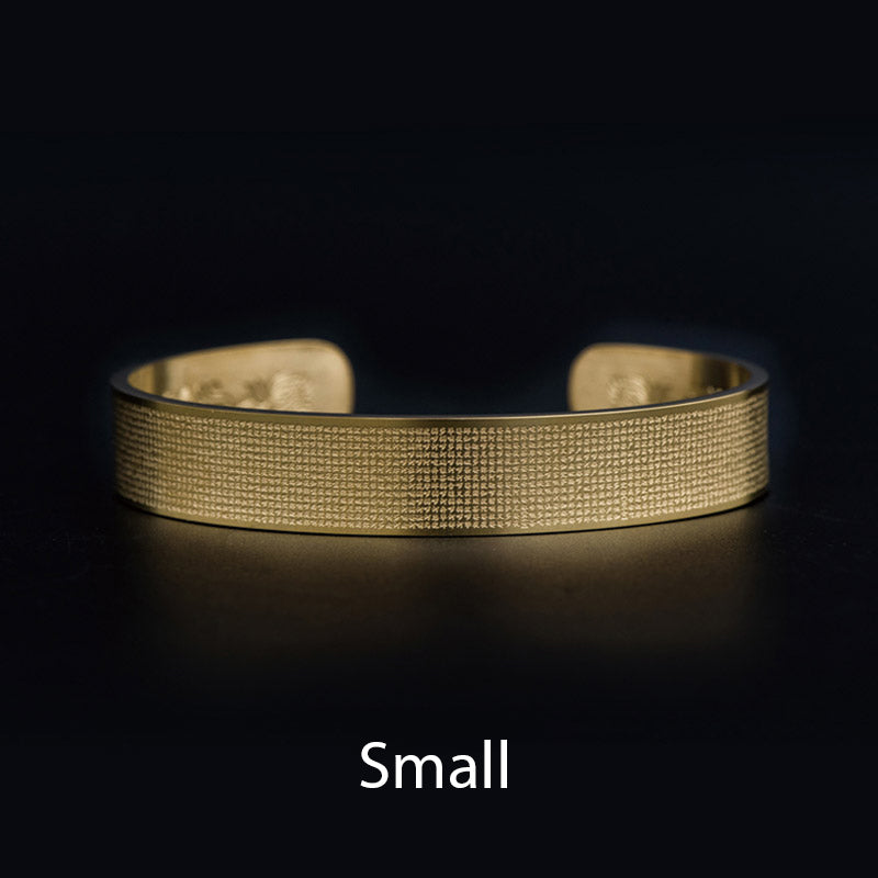 Buddha Stones Shurangama Mantra Engraving Titanium Steel Blessing Bracelet - Gold - Small - image 2