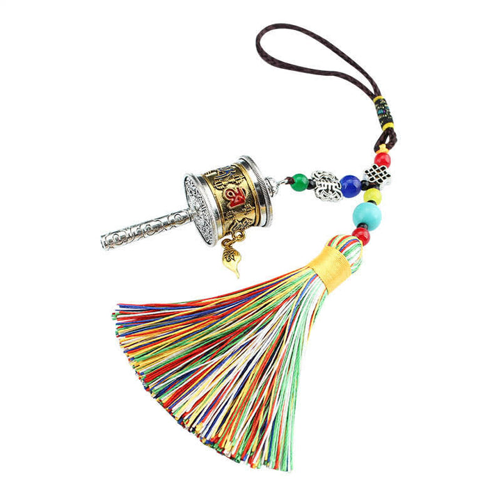Tibet Om Mani Padme Hum Prayer Wheel Tassel Bag Car Hanging Decoration - image 8