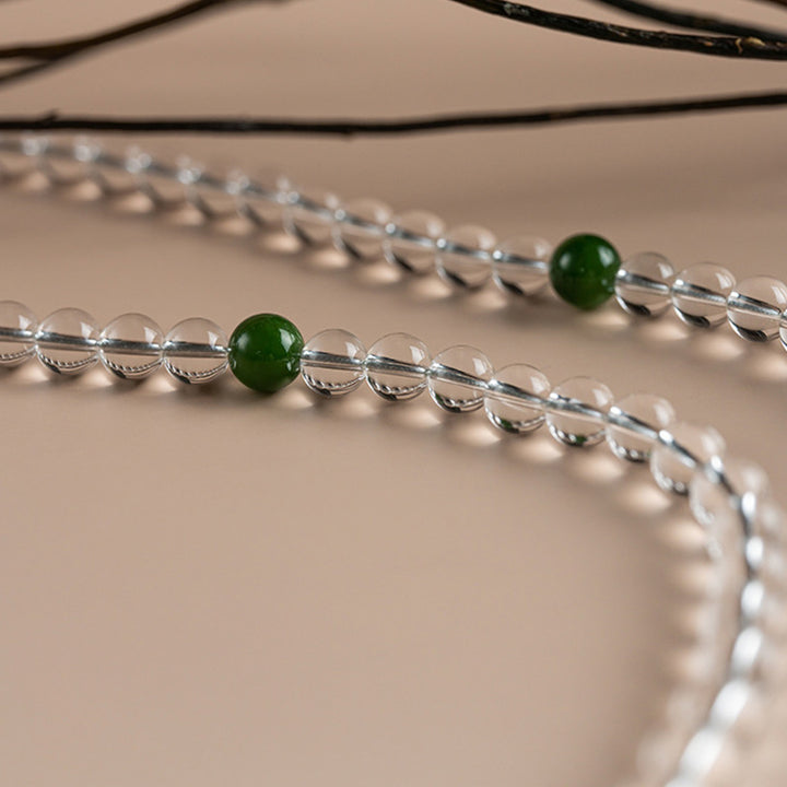 Buddha Stones 108 Beads White Crystal Jade Meditation Bracelet Mala - image 13