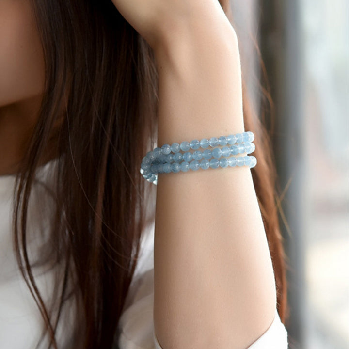 Buddha Stones Natural Aquamarine Peace Healing Bracelet - image 4