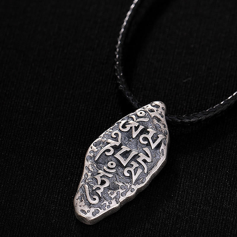 Buddha Stones Tibetan 925 Sterling Silver Om Mani Padme Hum Dorje Vajra Engraved Strength Necklace Pendant - image 11