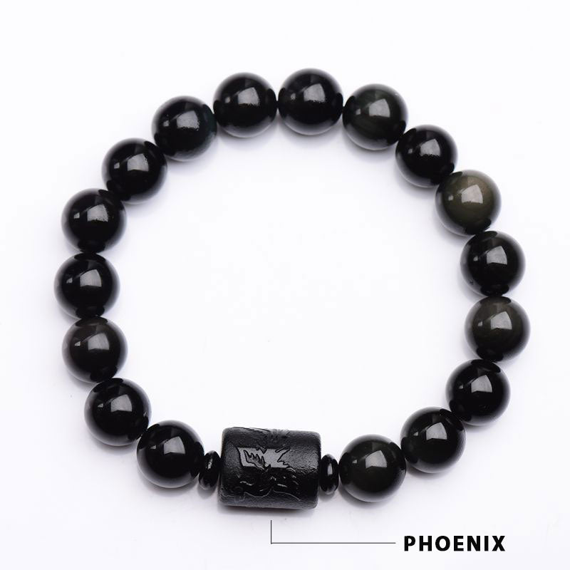 Buddha Stones Soul Cleansing Black Obsidian Phoenix Dragon Bracelet - image 3