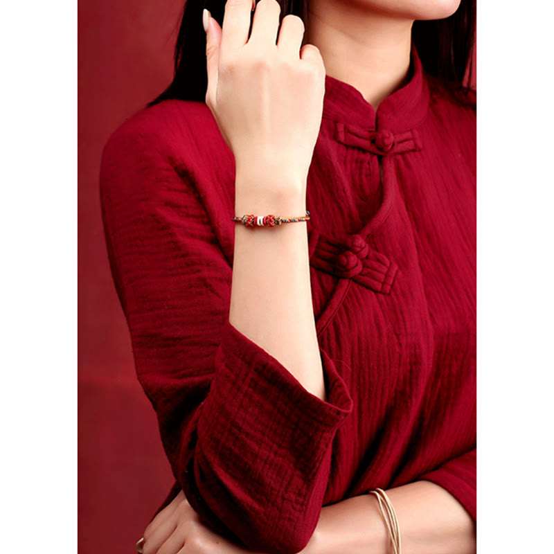 Buddha Stones Handmade Dunhuang Color Luck Braid String Bracelet - image 6