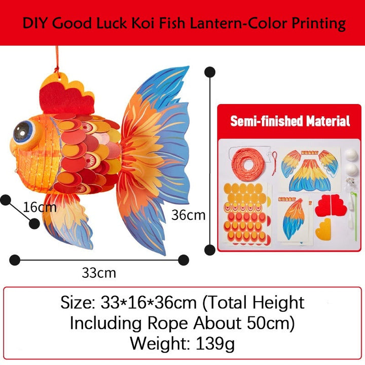 Buddha Stones DIY Good Luck Koi Fish Paper Lantern Lamp Mid-Autumn Festival Child Kids Lantern Decoration - image 10