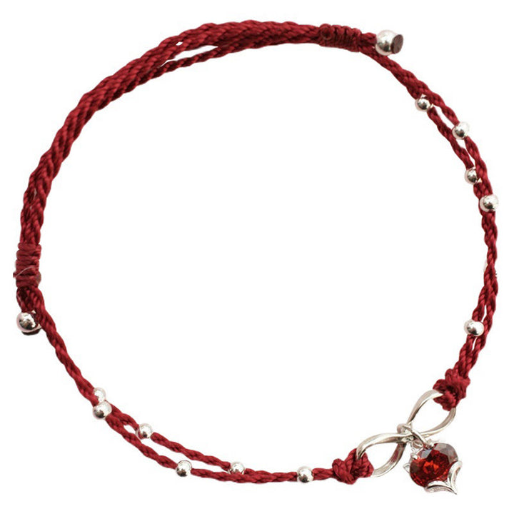 Buddha Stones Love Heart Infinity Symbol Braided String Anklet - image 8