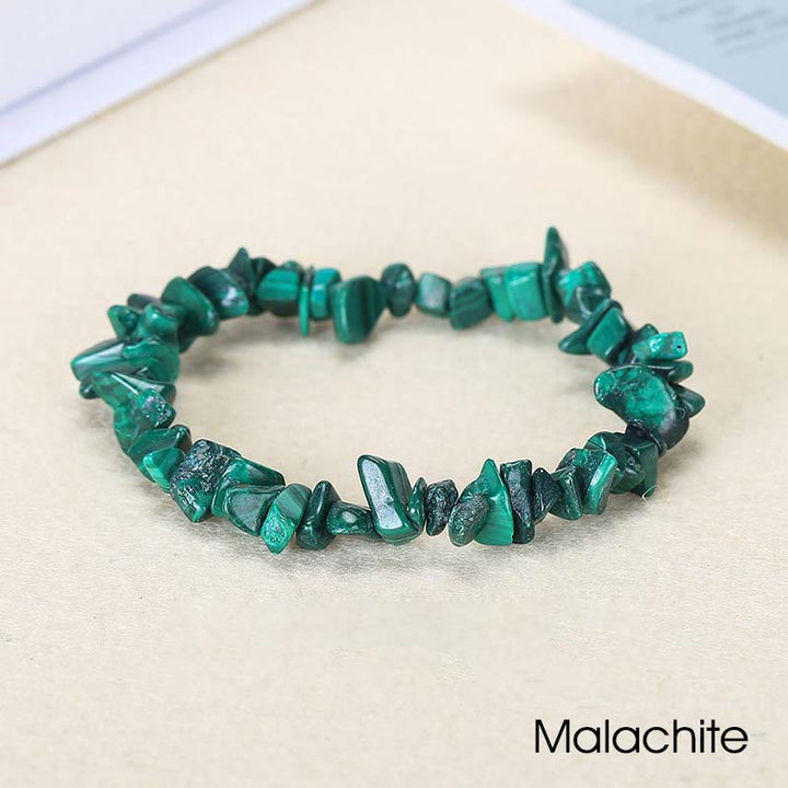 Natural Irregular Shape Crystal Stone Warmth Soothing Bracelet - Malachite - image 44