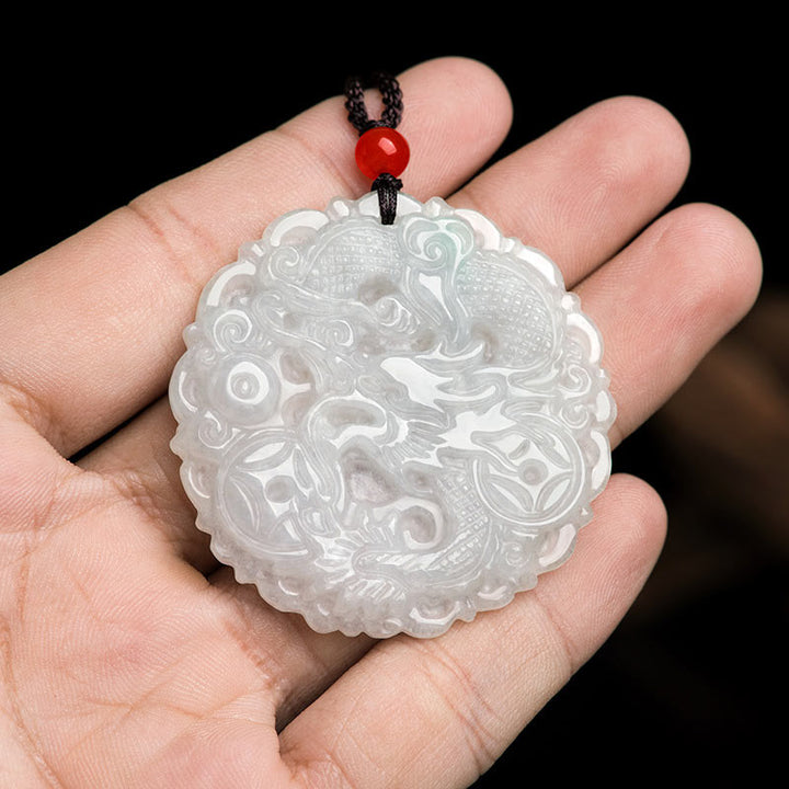 Buddha Stones White Jade Dragon Protection Necklace String Pendant - image 3