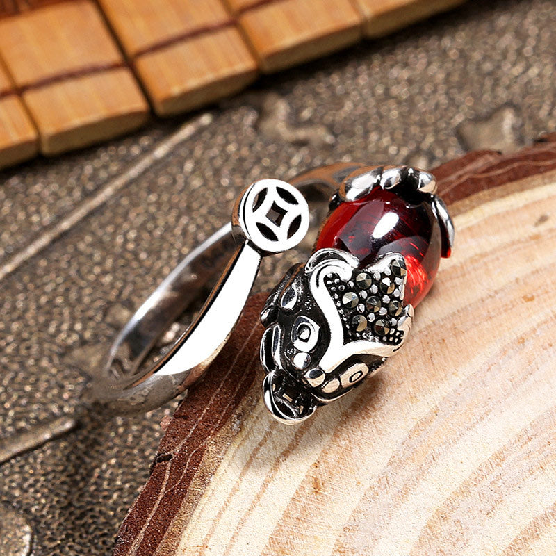 Buddha Stones FengShui Genstone PiXiu Wealth Adjustable Ring - image 2