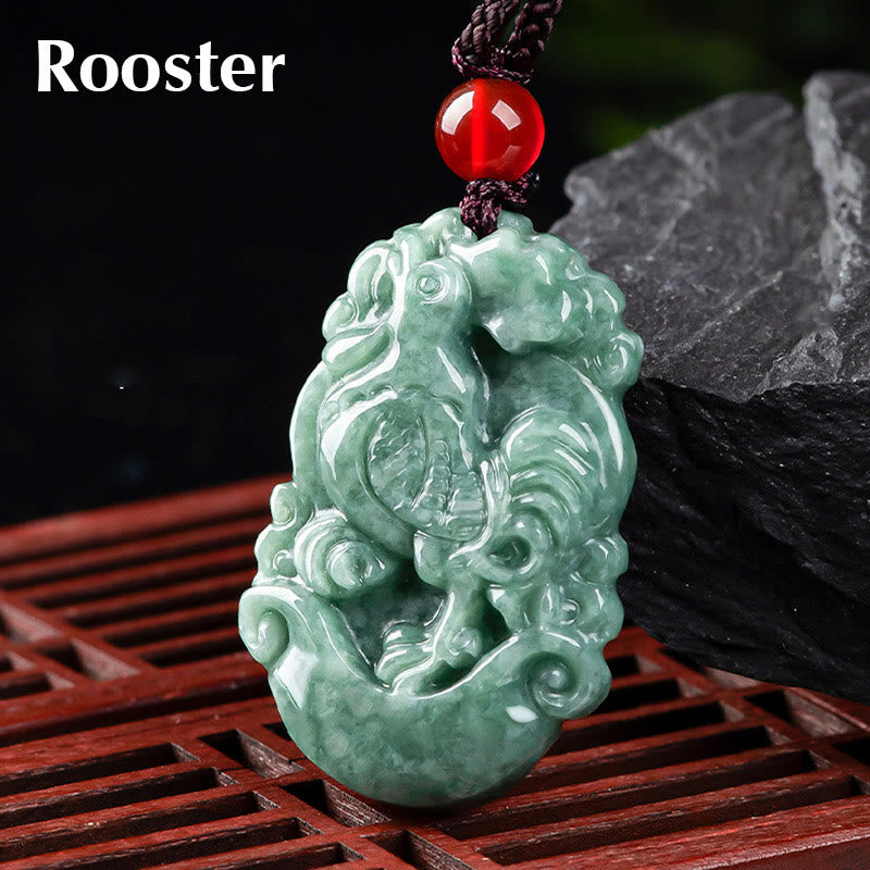 Buddha Stones Natural Jade 12 Chinese Zodiac Prosperity Necklace Pendant - Rooster - image 22