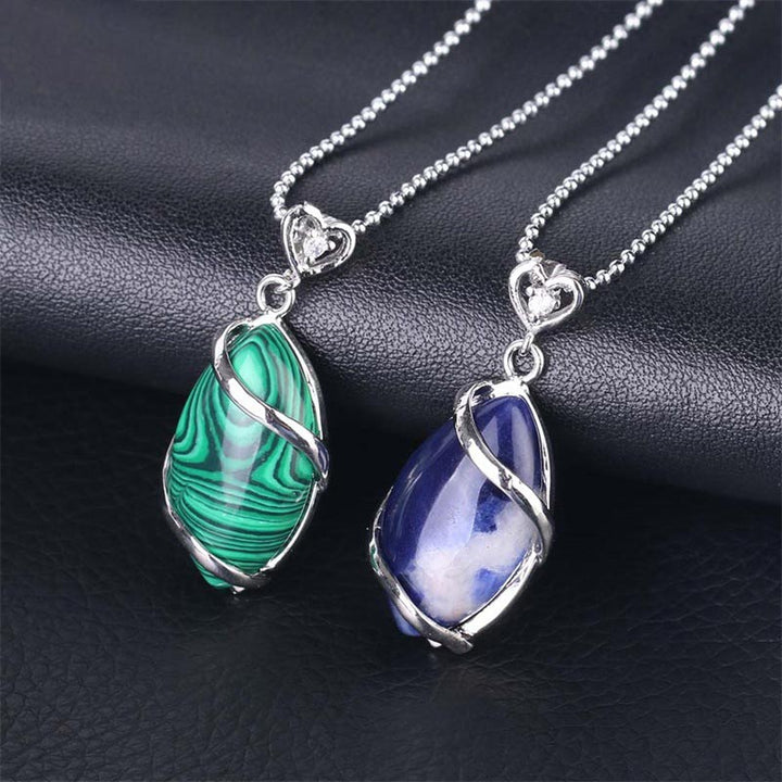 Buddha Stones Marquise Pattern Natural Crystal Stone Charm Necklace Pendant - image 32