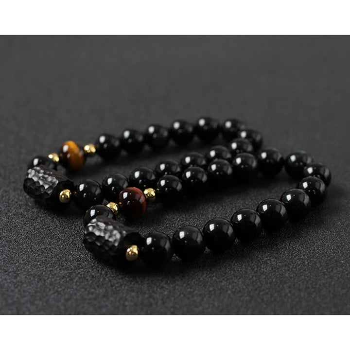 Black Obsidian Ebony Wood Red Tiger Eye Strength Couple Bracelet - image 19