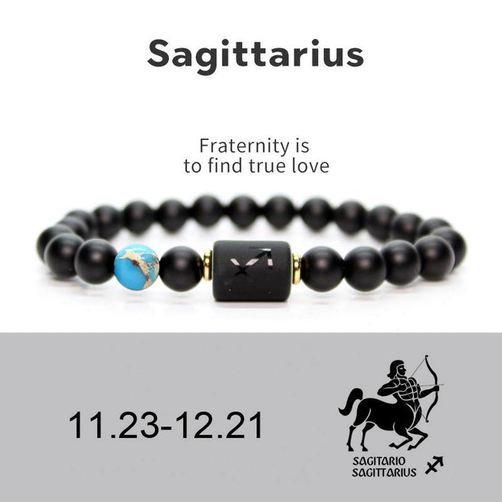 Buddha Stones 12  Constellations of the Zodiac Black Onyx Adjustable Bracelet - Sagittarius - image 0