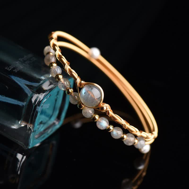 Buddha Stones Moonstone Healing Love Bracelet Bangle - image 1