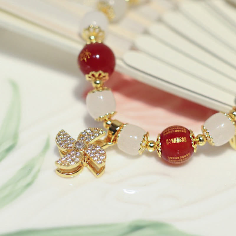 Buddha Stones Windmill Chinese Lock Charm Fu Character Blessing Bracelet - image 3