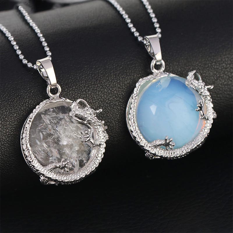 Buddha Stones Chinese Dragon Natural Quartz Crystal Healing Energy Necklace Pendant - image 1