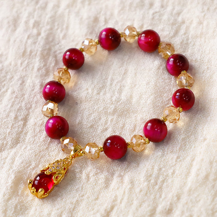 Buddha Stones Red Tiger Eye PiXiu Fox Protection Self Confidence Bracelet - image 2