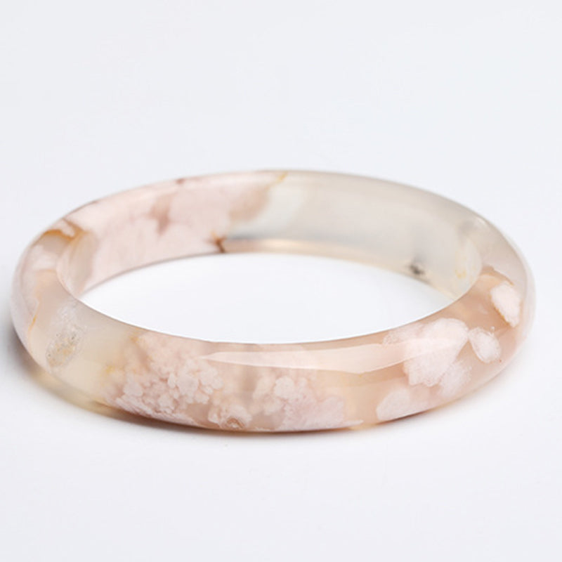 Natural Sakura Agate Peace Bracelet Bangle - image 8